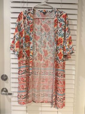 Like New Buffalo David Bitton Floral Boho Duster Kimono Swim Coverup [Size S]